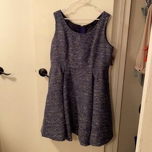 Blue dress with silver and off-white detail. Custom made 14W